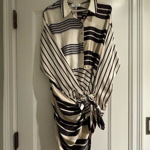 L'Academie Black and Cream Striped Dress